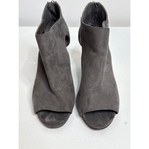 Unisa Womens Peep Toe Booties Size 8 Gray Faux Suede High Heel Ankle - Picture 3 of 11